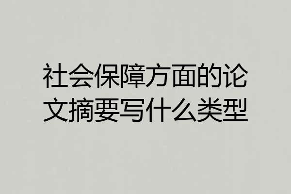 社会保障方面的论文摘要写什么类型