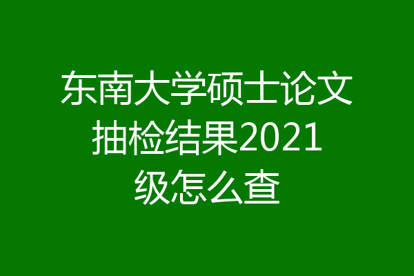 东南大学硕士论文抽检结果2021级怎么查