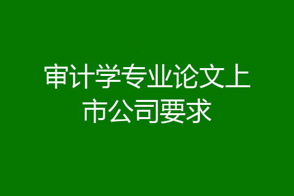 审计学专业论文上市公司要求