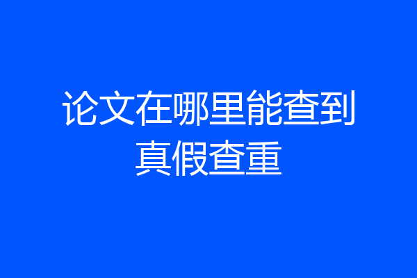 论文在哪里能查到真假查重