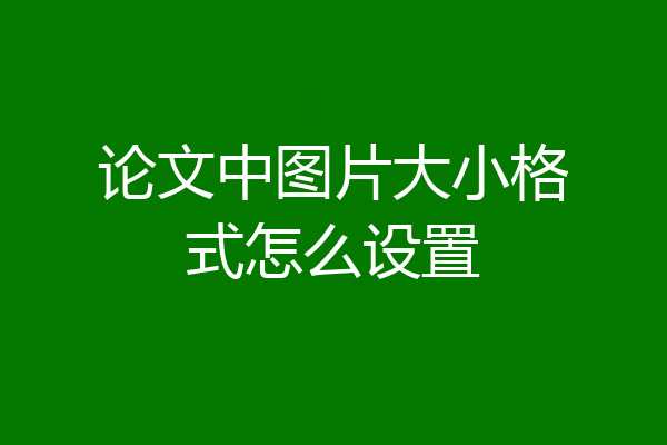 论文中图片大小格式怎么设置