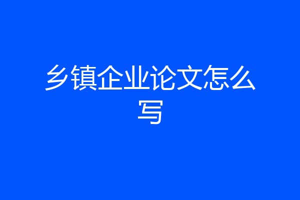 乡镇企业论文怎么写