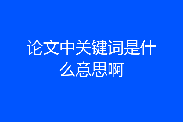 论文中关键词是什么意思啊