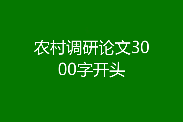 农村调研论文3000字开头