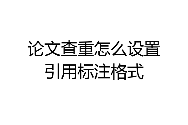 论文查重怎么设置引用标注格式
