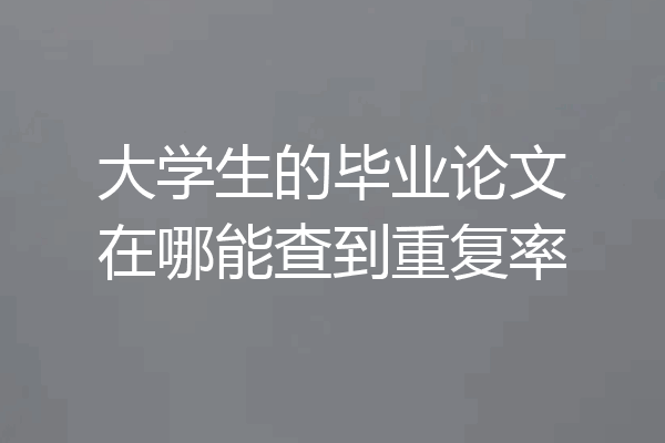 大学生的毕业论文在哪能查到重复率