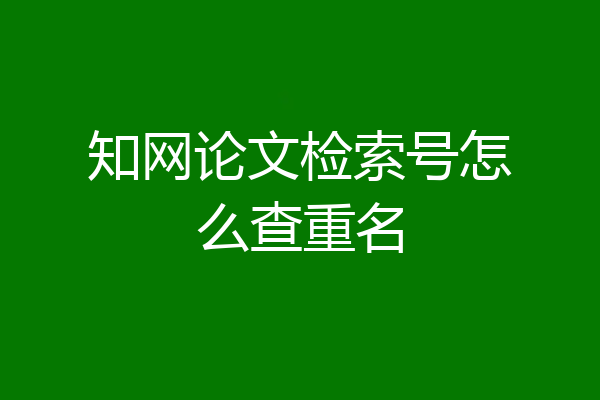 知网论文检索号怎么查重名