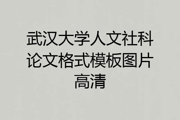武汉大学人文社科论文格式模板图片高清