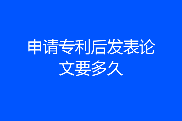 申请专利后发表论文要多久