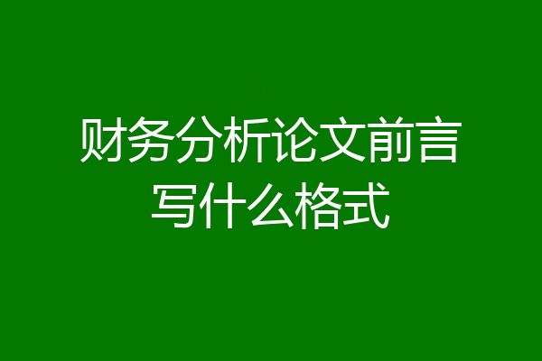 财务分析论文前言写什么格式