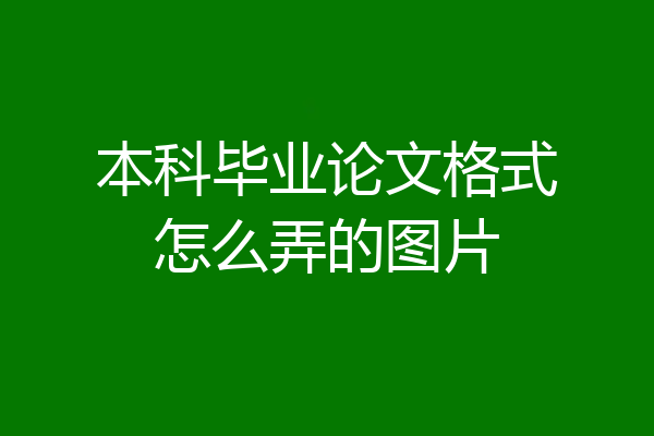 本科毕业论文格式怎么弄的图片