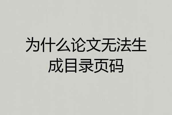 为什么论文无法生成目录页码