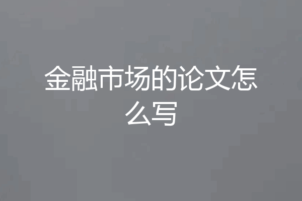 金融市场的论文怎么写