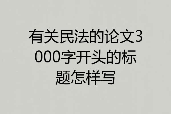 有关民法的论文3000字开头的标题怎样写