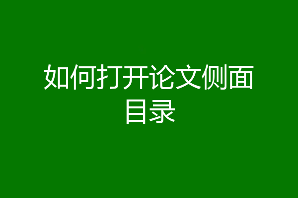 如何打开论文侧面目录