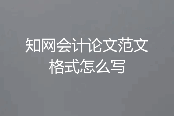知网会计论文范文格式怎么写