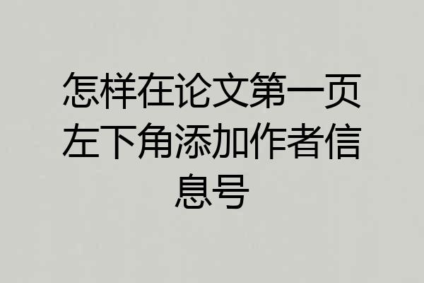 怎样在论文第一页左下角添加作者信息号