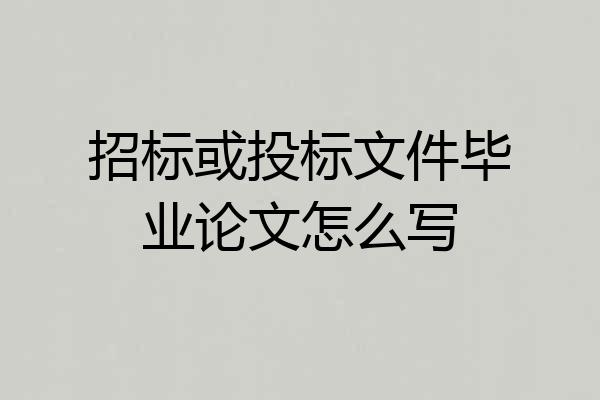 招标或投标文件毕业论文怎么写