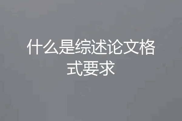什么是综述论文格式要求
