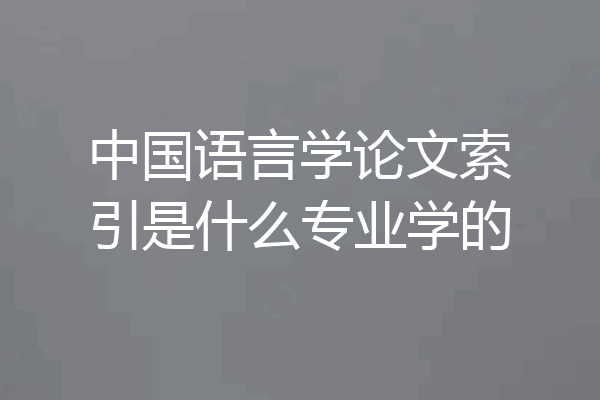 中国语言学论文索引是什么专业学的