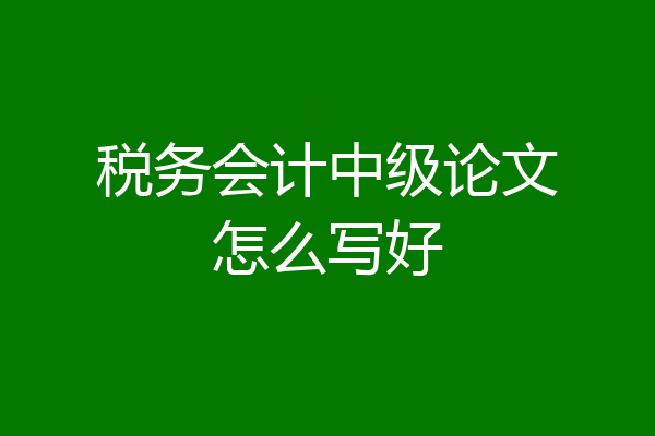 税务会计中级论文怎么写好
