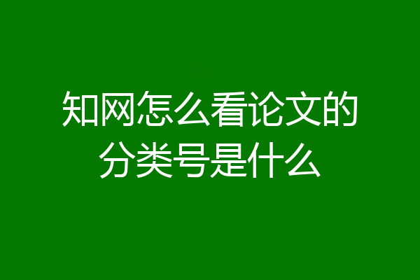 知网怎么看论文的分类号是什么