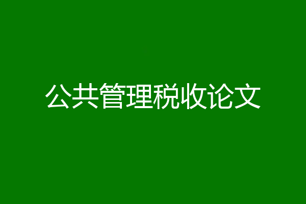公共管理税收论文