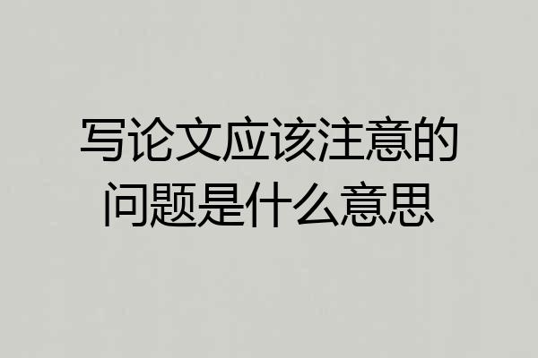 写论文应该注意的问题是什么意思