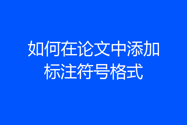 如何在论文中添加标注符号格式
