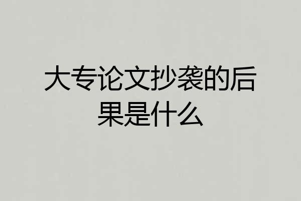 大专论文抄袭的后果是什么