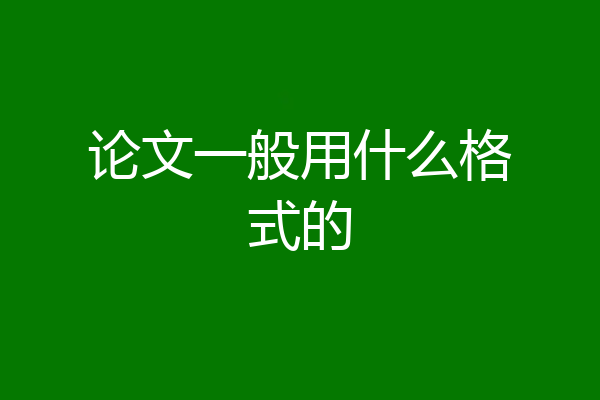 论文一般用什么格式的