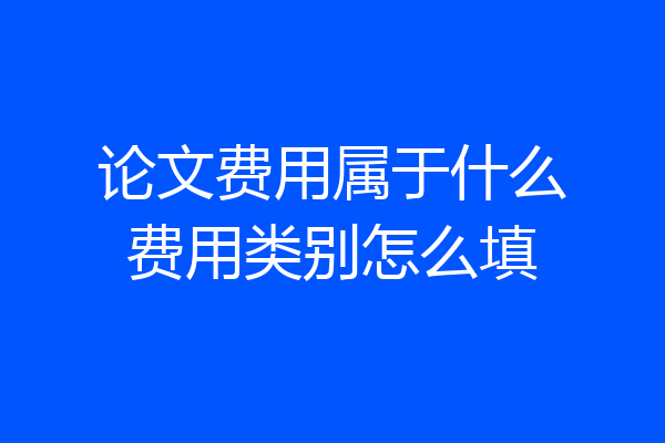 论文费用属于什么费用类别怎么填