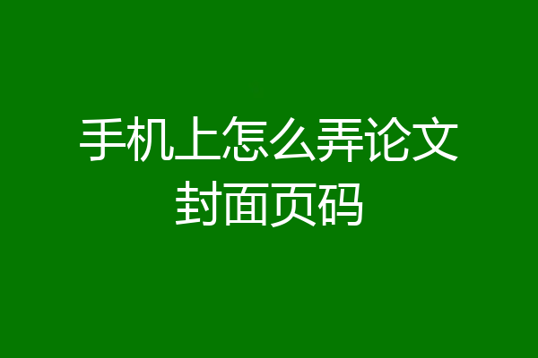 手机上怎么弄论文封面页码