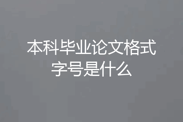 本科毕业论文格式字号是什么
