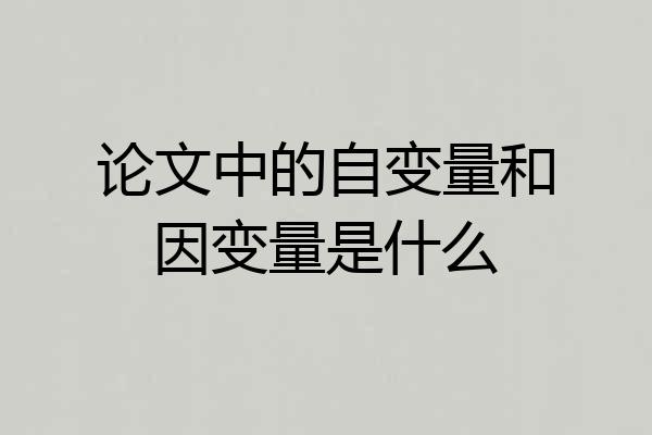 论文中的自变量和因变量是什么
