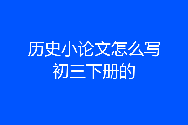 历史小论文怎么写初三下册的