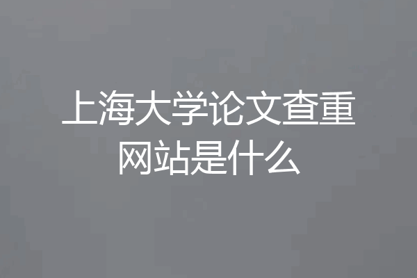 上海大学论文查重网站是什么