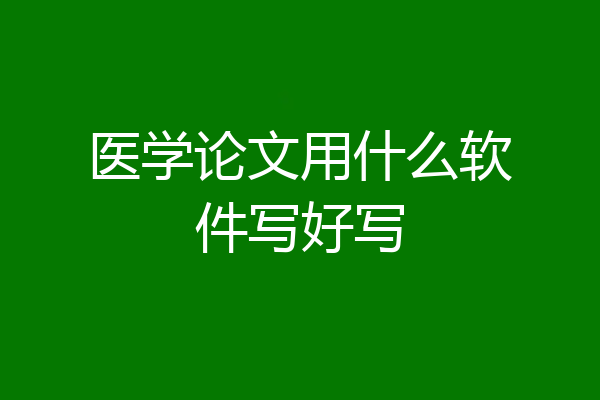 医学论文用什么软件写好写