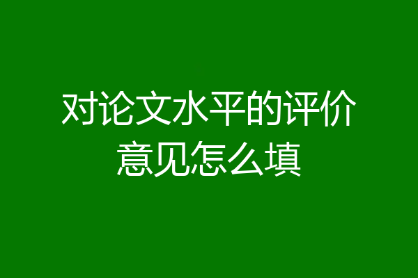 对论文水平的评价意见怎么填