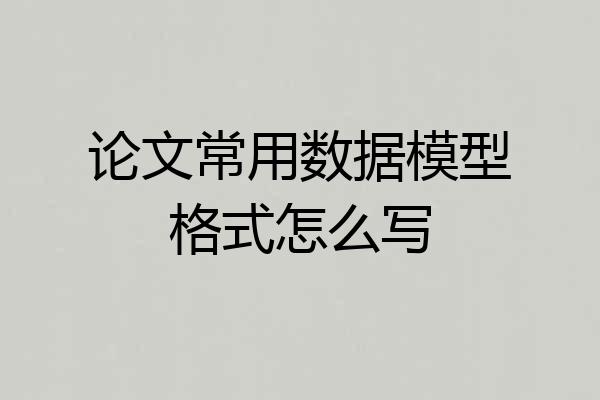 论文常用数据模型格式怎么写