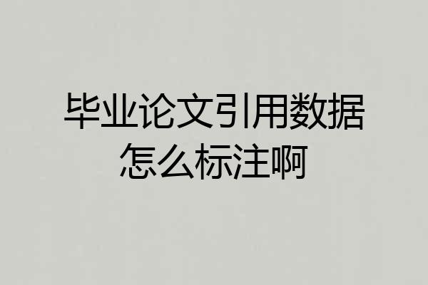 毕业论文引用数据怎么标注啊