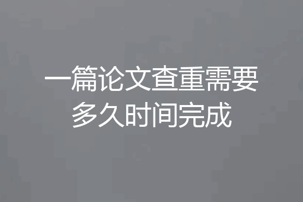 一篇论文查重需要多久时间完成
