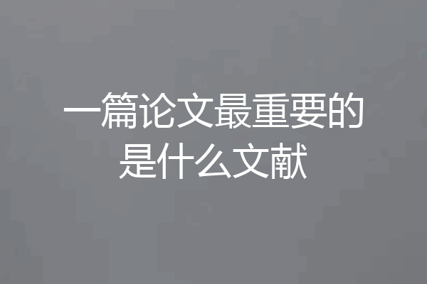 一篇论文最重要的是什么文献