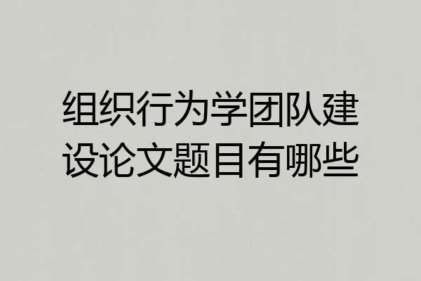 组织行为学团队建设论文题目有哪些