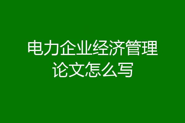 电力企业经济管理论文怎么写