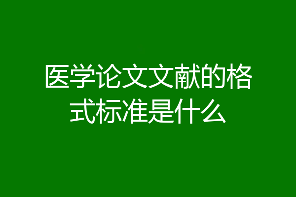 医学论文文献的格式标准是什么