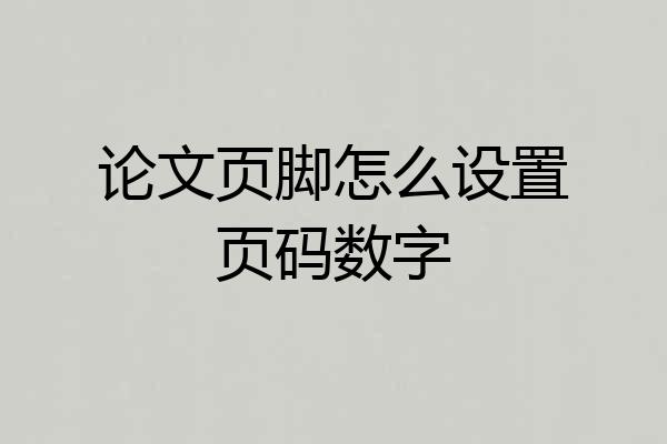 论文页脚怎么设置页码数字