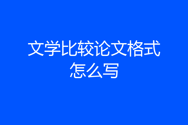 文学比较论文格式怎么写