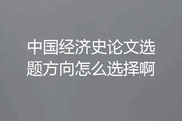 中国经济史论文选题方向怎么选择啊
