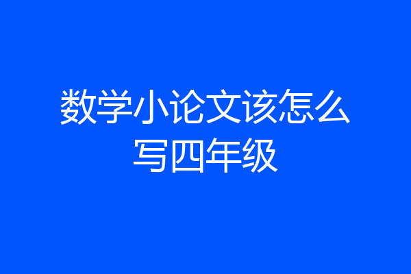 数学小论文该怎么写四年级
